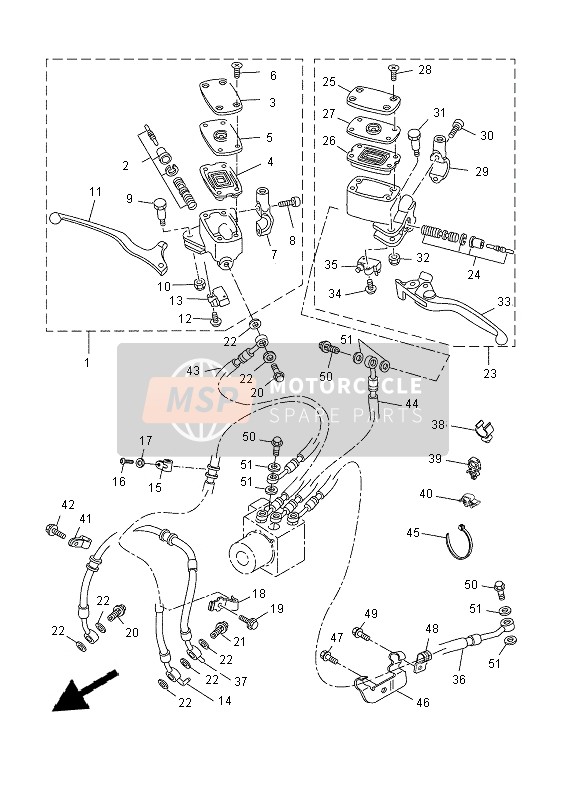 1SDF588F1100, Halter, Bremsschlauch, Yamaha, 1